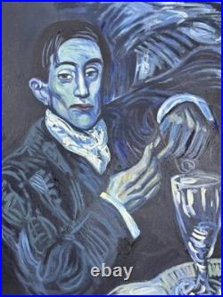Pablo Picasso (Handmade) Oil On Canvas Signed & Stamped Framed Painting, vtg Art