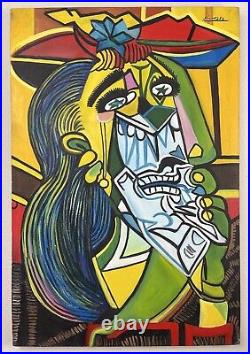 Pablo Picasso (Handmade) Oil On Canvas Signed & Stamped Painting, Vtg Art