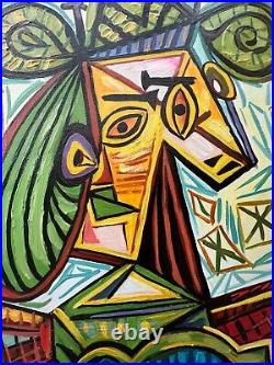 Pablo Picasso Oil On Canvas Painting Signed & Stamped Unframed Piece
