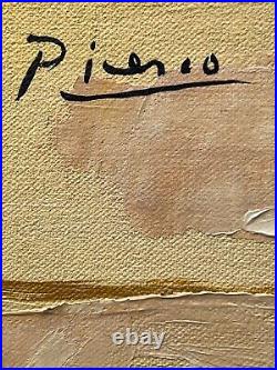 Pablo Picasso Oil On Canvas Painting Signed & Stamped Unframed Piece