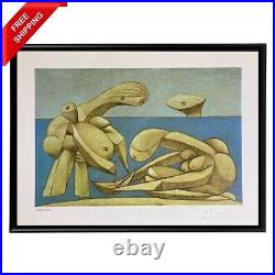 Pablo Picasso On the Beach, Original Hand Signed Print with COA