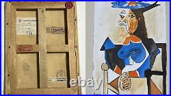 Pablo Picasso Painting on canvas (handmade) vtg art signed and stamped