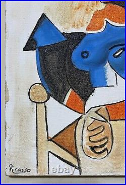 Pablo Picasso Painting on canvas (handmade) vtg art signed and stamped