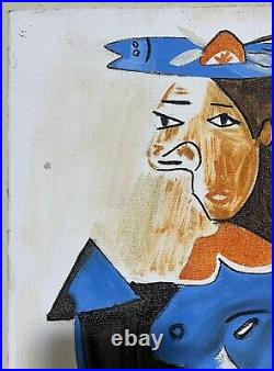 Pablo Picasso Painting on canvas (handmade) vtg art signed and stamped