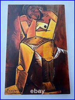Pablo Picasso, handmade oil on canvas, signed, (Unframed) 40x60 cm vtg art