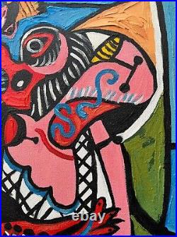 Pablo Picasso, handmade oil on canvas, signed, (Unframed) 50x70 cm vtg art