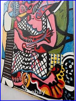 Pablo Picasso, handmade oil on canvas, signed, (Unframed) 50x70 cm vtg art