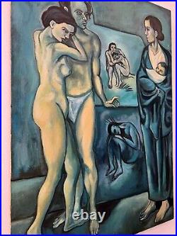 Pablo Picasso, handmade oil on canvas, signed, (Unframed) 50x70 cm vtg art