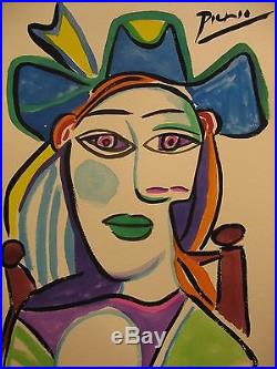 Pablo Picasso, signed, original, Cubist, drawing, vintage art, painting