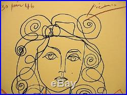 Pablo Picasso, signed, original, Cubist, drawing, vintage art, painting, COA