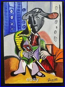 Pablo picasso painting oil on canvas signed stamped vintage 0.25 x 0.35 m