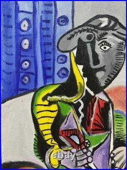 Pablo picasso painting oil on canvas signed stamped vintage 0.25 x 0.35 m