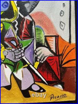 Pablo picasso painting oil on canvas signed stamped vintage 0.25 x 0.35 m