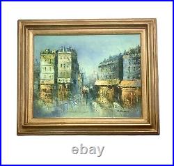 Painting City Scenery Oil on Canvas Signed P. Ramburt Vintage Fine Art