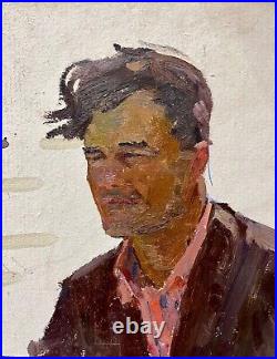 Painting Oil Vintage Wall Art Decor Home Original Portrait Man Genre Figurative