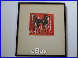 Painting Vintage 1960's Signed Horse Horse Expressionist Abstract Modernism Pop