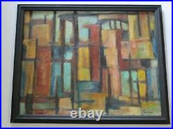 Painting Vintage Abstract Expressionism Regionalism Modernism 1950 Urban City