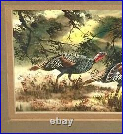 Painting Wild Turkey Watercolor Signed Edmon H. Benavides Original FineArt Decor
