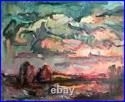 Painting art Evdushenko socialist realism vintage landscape old impressionism