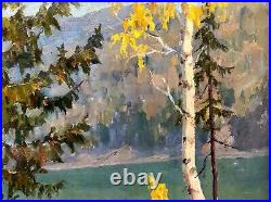 Painting art IMPRESSIONISM old vintage soviet lyrical landscape Nesterov Autumn