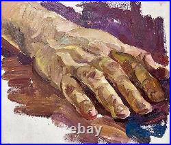 Painting art Industrial vintage landscape original decor social realism hand man