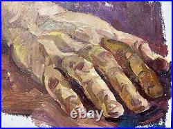 Painting art Industrial vintage landscape original decor social realism hand man