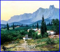 Painting art Mishor realism vintage decor landscape mountains old color