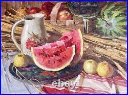 Painting art decor home kitchen vintage Ukrainian rushnyk vyshytyy watermelon