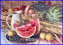 Painting art decor home kitchen vintage Ukrainian rushnyk vyshytyy watermelon