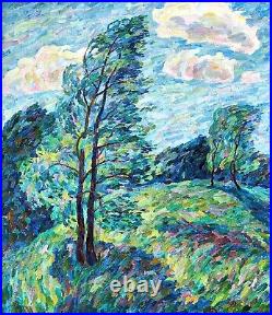 Painting art impressionism vintage Spring landscape original oil on canvas decor