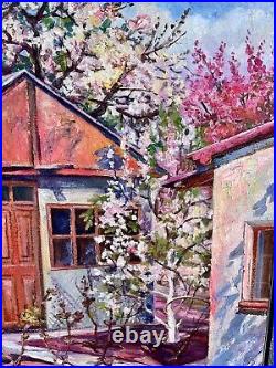 Painting art impressionism vintage Spring landscape original oil on canvas decor
