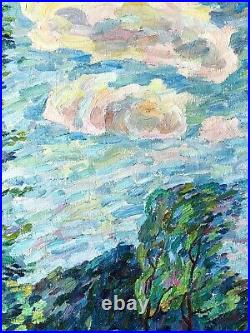 Painting art impressionism vintage Spring landscape original oil on canvas decor