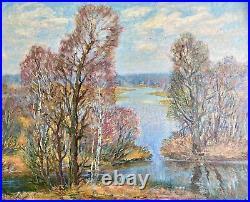 Painting art impressionism vintage Spring landscape original picture wall decor