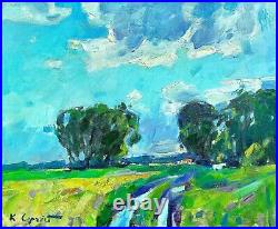 Painting art impressionism vintage landscape original wall decor home gift July