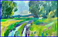 Painting art impressionism vintage landscape original wall decor home gift July