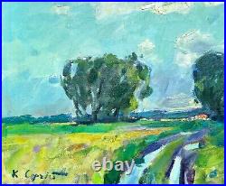 Painting art impressionism vintage landscape original wall decor home gift July