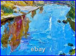 Painting art impressionism vintage landscape wall decor home river gift collect