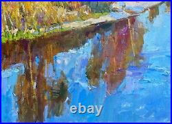 Painting art impressionism vintage landscape wall decor home river gift collect