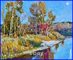 Painting art impressionism vintage landscape wall decor home river gift collect