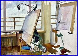 Painting vintage decor landscape impressionism Architectural winter workshop old