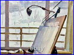 Painting vintage decor landscape impressionism Architectural winter workshop old