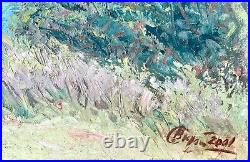 Painting vintage home decor riverscape impressionism river wall art gift present