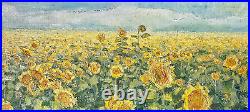 Painting vintage impressionism rare art landscape sun sunflower wall decor field