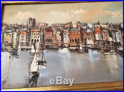 Pair Of Vintage European Impressionist Cityscape Paintings Signed Mori