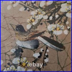 Pair of Vintage Japanese Silk Paintings Birds & Cherry Blossoms Signed Framed
