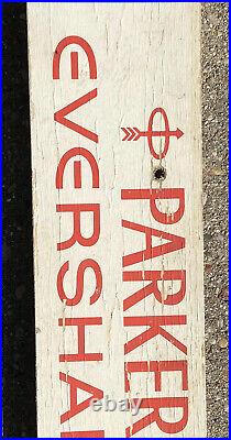 Parker Pen Eversharp Stationery Sign Painted Vintage Wood Advertising Display