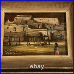 Pat Swallow Oil Painting Original Adobe New Mexico Landscape Signed Framed VTG