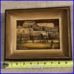 Pat Swallow Oil Painting Original Adobe New Mexico Landscape Signed Framed VTG