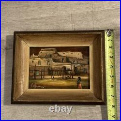 Pat Swallow Oil Painting Original Adobe New Mexico Landscape Signed Framed VTG