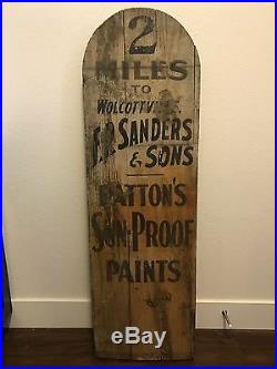 Pattons Sun Proof Paints Vintage Antique Wood Store Advertising Sign
